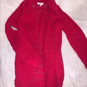Red cardigan